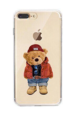iPhone 7 Plus Teddy Bear Premium Şeffaf Silikon Kılıf
