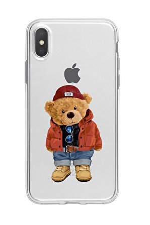 iPhone X Teddy Bear Premium Şeffaf Silikon Kılıf