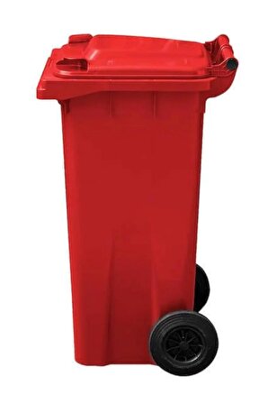 Kırmızı Plastik Çöp Konteyneri 120 Litre Konteyner - Isıya Karşı Dayanıklı Malzeme
