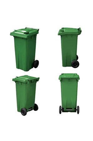 MCK  Yeşil Plastik Çöp Konteyneri 120 Litre Konteyner - A+ Isıya Karşı Dayanıklı Malzeme - Yeşil