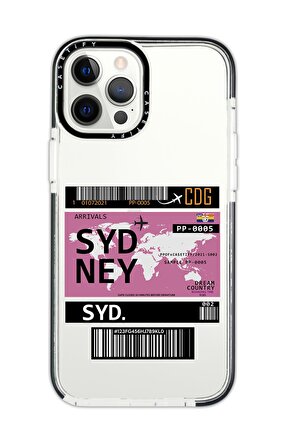 iPhone 11 Pro Max Casetify Sydney Ticket Desenli Anti Shock Premium Silikonlu Siyah Kenar Detaylı Telefon Kılıfı