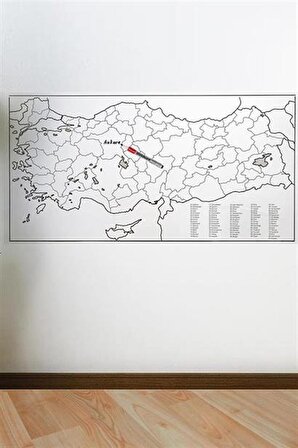 Marydien Yazılabilir Türkiye Haritası Manyetik Duvar Stickerı 110 x 56 cm