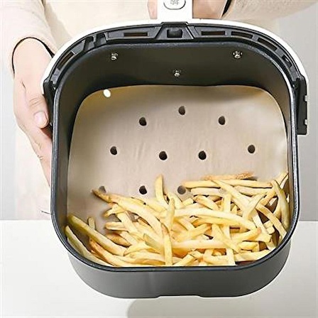 Marydien 50 Adet Air Fryer Pişirme Kağıdı Tek Kullanımlık Hava Fritöz Yapışmaz Yağlı Kağıt Delikli Model