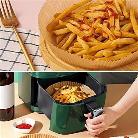 Marydien 50 Adet Air Fryer Pişirme Kağıdı Tek Kullanımlık Hava Fritöz Yağ Geçirmez Yapışmaz Tabak Model