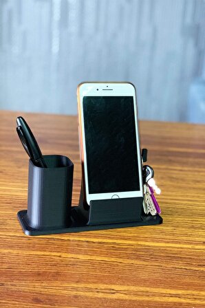 Masaüstü Kalemlik ve Telefon Standı - Siyah