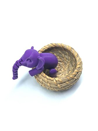 3D Hareketli Oyuncak Fil & Dekor - Mor
