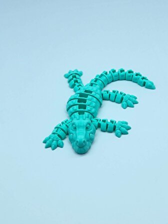 3D Hareketli Timsah Figürlü Oyuncak & Masa Dekoru - Turkuaz