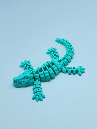3D Hareketli Timsah Figürlü Oyuncak & Masa Dekoru - Turkuaz