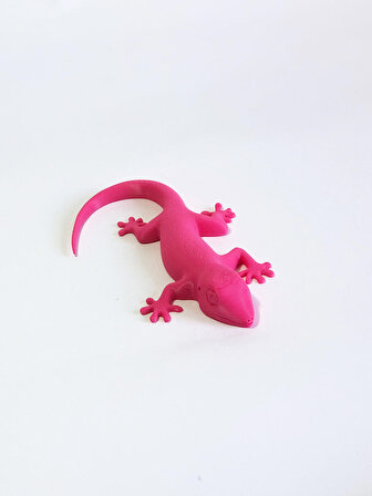 3D Kertenkele Geko Figürlü Model Oyuncak - Pembe