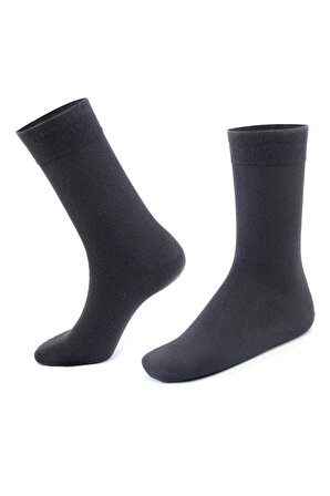 Erkek 6'lı Premium Bambu Soket Çorap - Füme - Kutulu