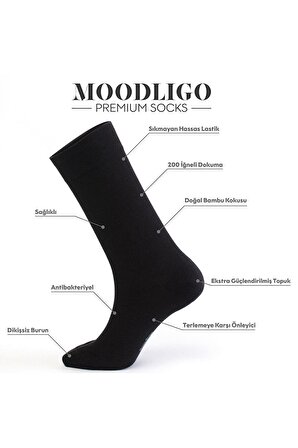 Erkek 6'lı Premium Bambu Soket Çorap - Siyah - Kutulu