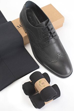 Erkek 6'lı Premium Bambu Soket Çorap - Siyah - Kutulu