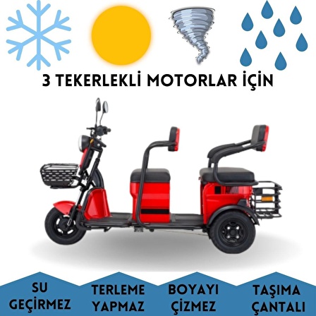 Motolux Fayton 7700 X 3 Tekerlekli Elektrikli 3 Kişilik Motor Brandası Su Geçirmez Motosiklet Örtüsü