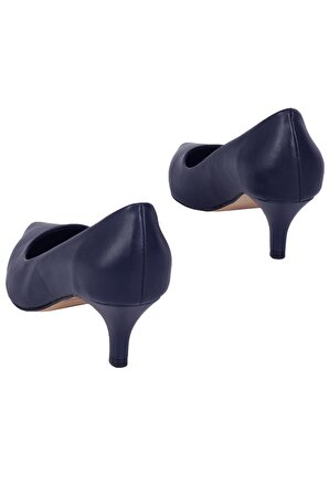 Modabuymus Lacivert Kısa Topuklu Stiletto Ayakkabı - Candy