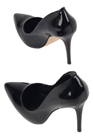 Modabuymus Siyah Rugan Yüksek İnce Topuklu Stiletto Ayakkabı - Lapita