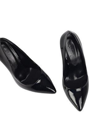 Modabuymus Siyah Rugan Yüksek İnce Topuklu Stiletto Ayakkabı - Lapita