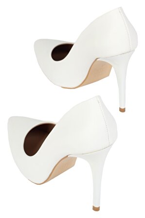 Modabuymus Beyaz Yüksek İnce Topuklu Stiletto Ayakkabı - Lapita
