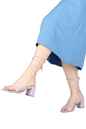 Modabuymus Lila Günlük Topuklu Sandalet Ayakkabı - FASCINATION