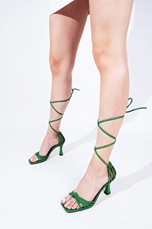 Modabuymus Mint Yeşili Çok Bantlı Kadeh Topuk İpli Sandalet - Eliza