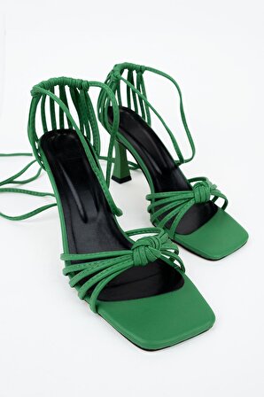 Modabuymus Mint Yeşili Çok Bantlı Kadeh Topuk İpli Sandalet - Eliza