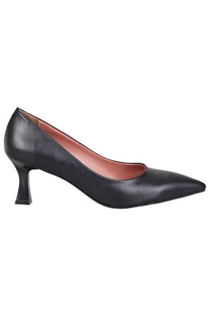 Modabuymus Siyah Mat Stiletto Kısa Kadeh Topuklu Ayakkabı - Kandy