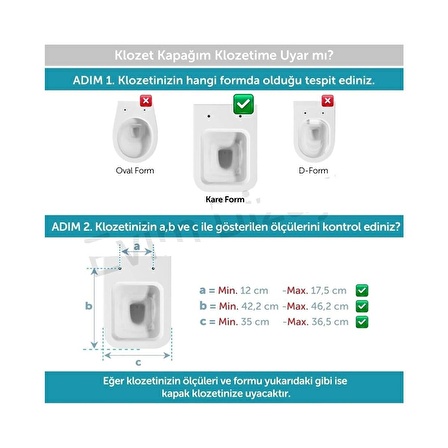 Kare Model Uyumlu Thermoplast Klozet Kapağı (Ege Seramik, Güral,Eca,Serel,Vitra,Kale Uyumlu)