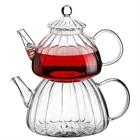 Ginata Isaya Dayanıklı Borosilikat Cam Çaydanlık 750 / 1300 ML