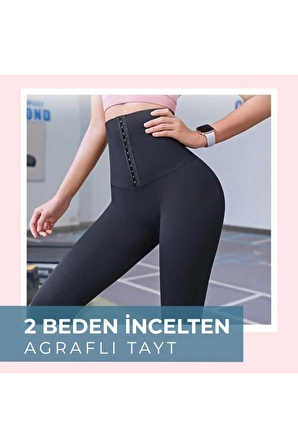 Incelten Tayt, 2 Beden Incelten Beli Agraflı Extra Yüksek Bel Sıkılaştırıcı Korse Tayt