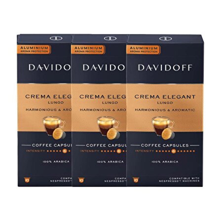 Davidoff Crema Elegant Lungo Harmonıous & Aromatıc Aluminium Kapsül Kahve 3x10