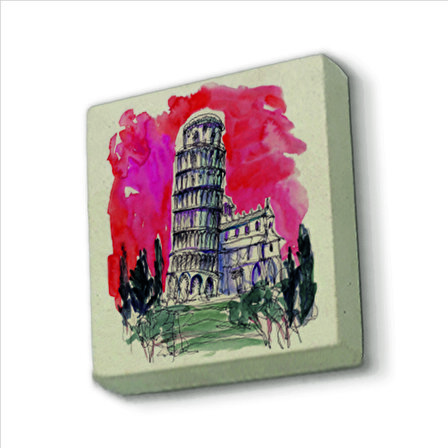 Pisa Kulesi Baskılı Doğaltaş  Magnet(KRG-051)Buzdolabı Süsü