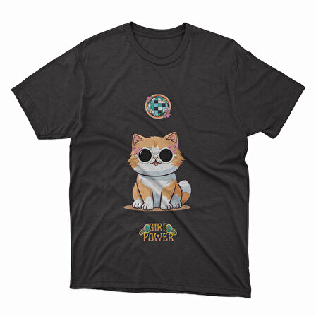 Girl Power Cat Unisex Tasarım Tişört