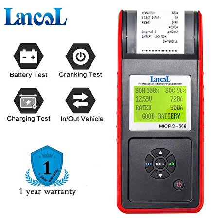 Lancol Oto Akü Test Cihazı Micro-568 CCA100-2000,30-200Ah