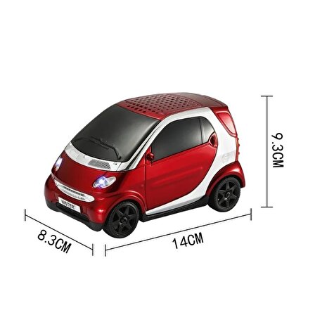 Minyatür Smart Marka Hediyelik Taşınabilir Şarjlı Led Farlı Araba Bluetooth Hoparlör,radyo,mp3 Çalar