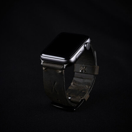 minimal X Apple Watch Uyumlu Kordon - Gerçek Deri ve El Yapımı - Haki 