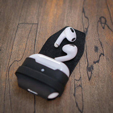 minimal X Apple Airpods 3 Kılıfı - Gerçek Deri ve El Yapımı - Minimalist Tasarım - Siyah