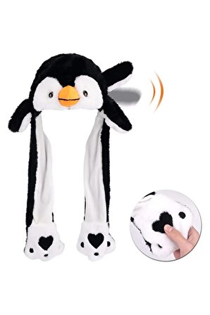 Kulakları Hareket Eden Peluş Şapka sevimli penguen hediyesi