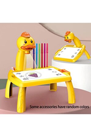 Projektör çocuk Çizim Masası Ve Boya Kalemi Seti Sarı Zürafa