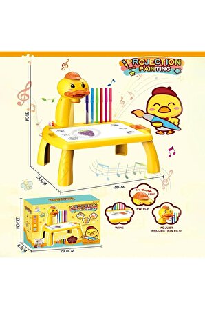 Projektör çocuk Çizim Masası Ve Boya Kalemi Seti Sarı Zürafa