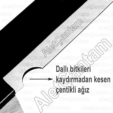 Aletçantam Çim Biçme Makası Metal Saplı Çimen Kesme Makası Tırtırlı Ağız