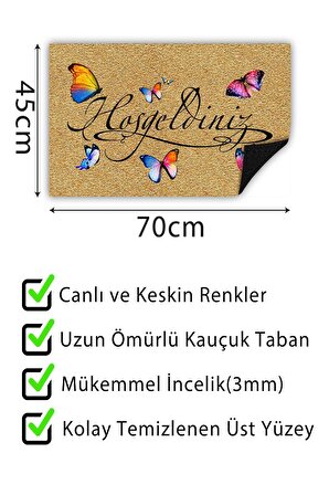 Kapı Önü Paspası Dekoratif Kapı Paspası Dış Mekân Paspas Ev İçi Paspası 45x70cm