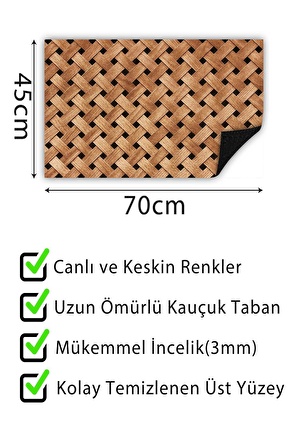 Hasır Baskılı Kapı Önü Paspası Dekoratif Kapı Paspası Dış Mekân Paspas Ev İçi Paspası 45x70cm