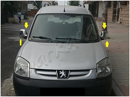 Markadan Peugeot Partner Krom Ayna Kapağı 1996-2008 2 Parça Abs Krom