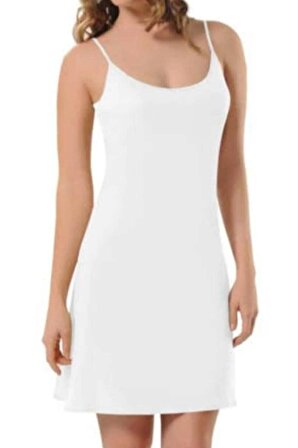 Kadın Beyaz 3851 Elbise Jipon Astar