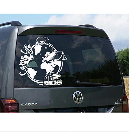30 x 30 cm Kamp Hayatı Dünya Karavan Sticker. Off Road Çıkartmaları