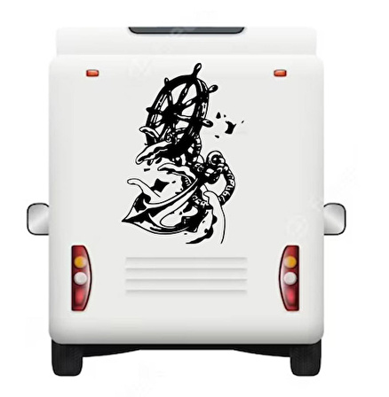 90 x 60 cm Gemi Çapası ve Gemi Dümeni Off Road karavan Sticker