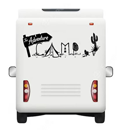 90 x 30 cm Adventure Camp Kaktüs Karavan Sticker, Karavan Çıkartmaları