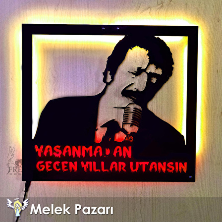 50 x 45 cm Müslüm Gürses Led Işıklı Dekoratif Ahşap Tablo