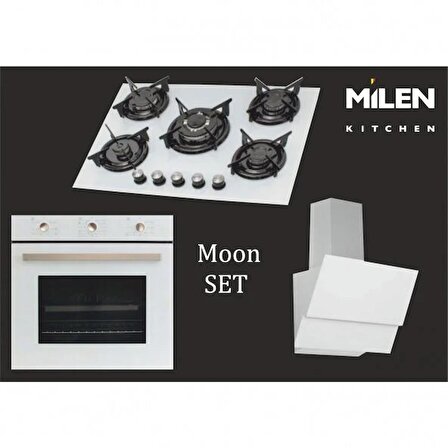 Milen Tech Moon Serisi Beyaz Ankastre Set