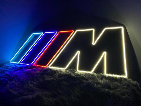 Neon Led Tabela M Logo Modeli Duvar Dekorasyon