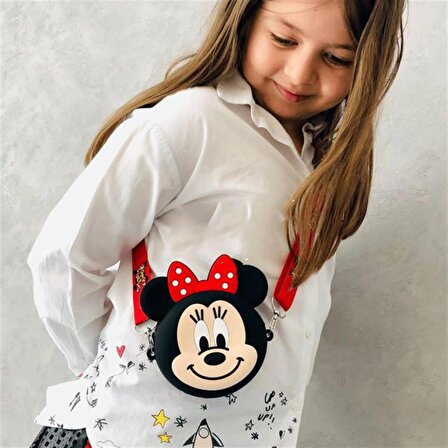Mickey Mouse Minnie Mouse Tasarım Silikon Omuz Askılı Çanta